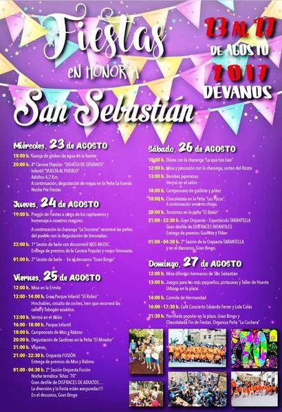 Fiestas patronales en honor a San Sebastián 2017 Dévanos